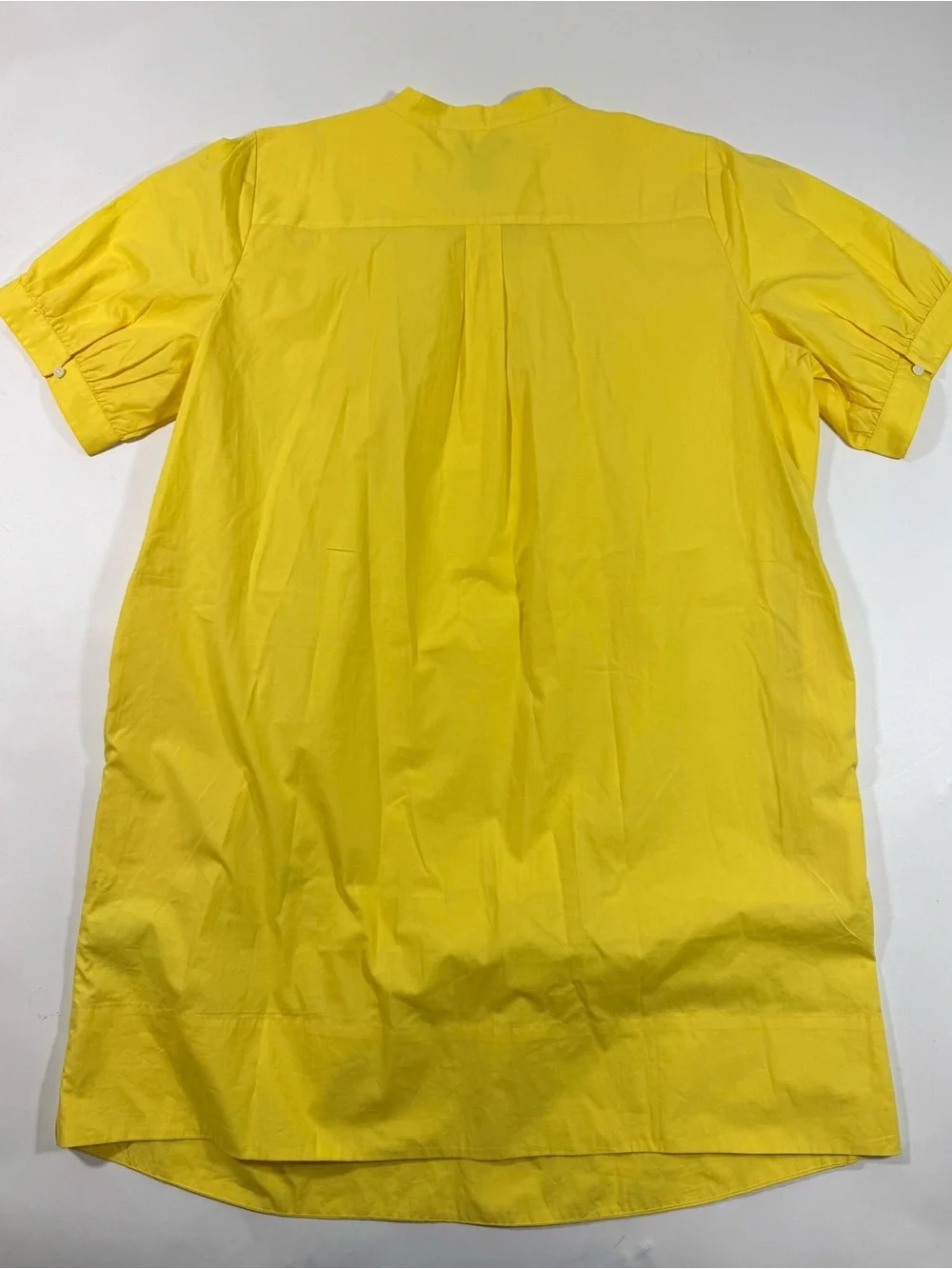 New J Crew Short Sleeve Mini Shirt Dress Cotton Poplin Yellow